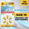imagePowermax Size 10 Hearing Aid Batteries 180 Count LongLasting Battery Pack Yellow Long Tab for Easy Change10  120 Count