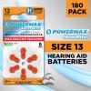 imagePowermax Size 13 Hearing Aid Batteries 60 Count LongLasting Battery Pack Orange Long Tab for Easy ChangeSize 13  180 Count