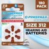 imagePowermax Size 312 Hearing Aid Batteries 60 Count LongLasting Battery Pack Brown Long Tab for Easy Change312  180 Count