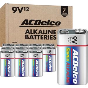 imageACDelco 12Count 9 Volt Batteries Maximum Power Super Alkaline Battery 7Year Shelf Life Reclosable Packaging9 Volt 12Count
