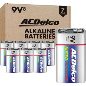 imageACDelco 12Count 9 Volt Batteries Maximum Power Super Alkaline Battery 7Year Shelf Life Reclosable Packaging9 Volt 8Count