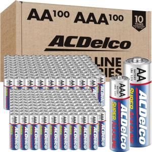 imageACDelco AA and AAA 200Count Combo Pack Super Alkaline Batteries 100Count Each 10Year Shelf Life Reclosable Packaging