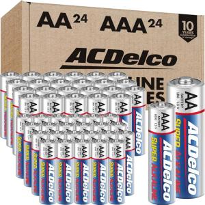 imageACDelco AA and AAA 48Count Combo Pack Super Alkaline Batteries 24Count Each 10Year Shelf Life Recloseable PackagingAA and AAA 48Count