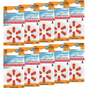 imagePowermax Size 13 Hearing Aid Batteries 60 Count LongLasting Battery Pack Orange Long Tab for Easy ChangeSize 13  60 Count