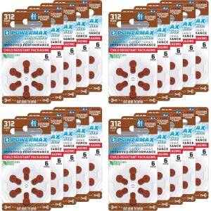 imagePowermax Size 312 Hearing Aid Batteries 60 Count LongLasting Battery Pack Brown Long Tab for Easy Change312  120 Count