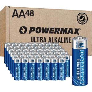imagePowermax 48Count Double AA Batteries Ultra Long Lasting Alkaline Battery 10Year Shelf Life Reclosable PackagingAA  48 Count