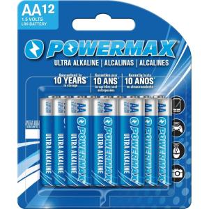 imagePowermax 48Count Double AA Batteries Ultra Long Lasting Alkaline Battery 10Year Shelf Life Reclosable PackagingAA12 Count