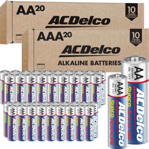 imageACDelco Alkaline Batteries Combo Pack 40Double AA 36Triple AAA 8 Count of 9VoltAA  AAA  40 Count