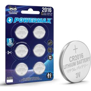 imagePowermax 6Count CR2032 Batteries Lithium 3V Coin Cell Button Battery Pack for Watch and Small Electronics 5 Year Shelf LifeCR2016  6 Count