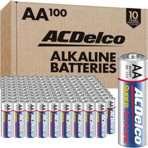 imageACDelco 100Count AA Batteries Maximum Power Super Alkaline Battery 10Year Shelf Life Reclosable Packaging100 Count Pack of 1