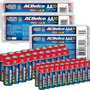 imageACDelco UltraMAX AA and AAA Batteries 40Count Combo Pack 20Count Each Alkaline Battery with Advanced Technology 10Year Shelf Life Reclosable PackagingUltraMAX AA and AAA  40 Count