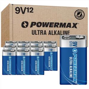 imagePowermax 8Count 9V Batteries Ultra Long Lasting Alkaline Battery 7Year Shelf Life Reclosable Packaging9V  12 Count