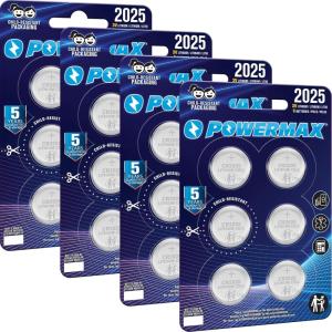 imagePowermax 24Count CR2025 Batteries Lithium 3V Coin Cell Button Battery Pack for Watch and Small Electronics 5 Year Shelf LifeCR2025  24 Count
